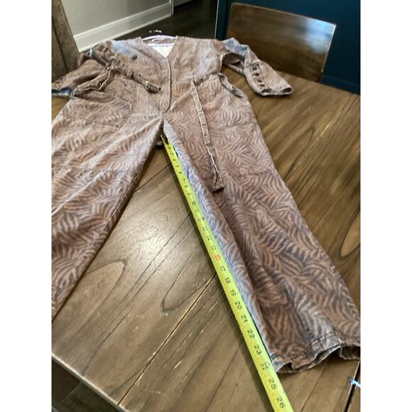 ULLA JOHNSON Ezra Jumpsuit 100% cotton animal print brown balloon sleeves 10 - Picture 6 of 11